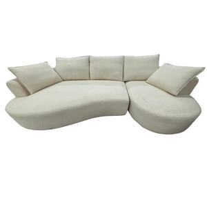 Juego de sofá de esquina Sherpa curvo de tela Simple nórdica modular seccional para Hotel/apartamento Villa sala de estar/comedor madera decorativa - Product Image 5