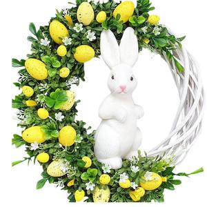 Dekorasi Karangan Bunga Kelinci Paskah 2026, Bahan Rotan dan Telur Busa, Karangan Bunga Musim Semi untuk Dekorasi Gantung Dalam dan Luar Ruangan - Product Image 1