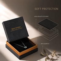 Kotak Perhiasan Kertas Motif Bunga Hitam Cetak Logo Relief 3D Custom, Kotak Hadiah Mewah Berpenutup Ganda, Kotak Anting Kalung, Kotak Berpenutup dan Alas
