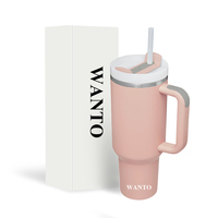 Wanto 40oz sublimation vin en acier inoxydable double paroi isolé vin voyage gobelet avec paille et poignée livraison gratuite