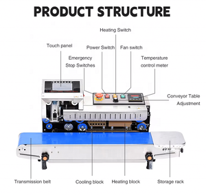 Machine de scellage FR-1600 en acier inoxydable avec arrêt d'urgence, pour sacs en plastique et aluminium, impression de date, cartouche d'encre thermique, jet d'encre, code QR - Product Image 4