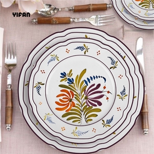 2025 New Design Italy Style Porcelain <b>Dinnerware</b> Set Flower and Plant Elements Luxury <b>Dinnerware</b> Bone China - Product Image 5