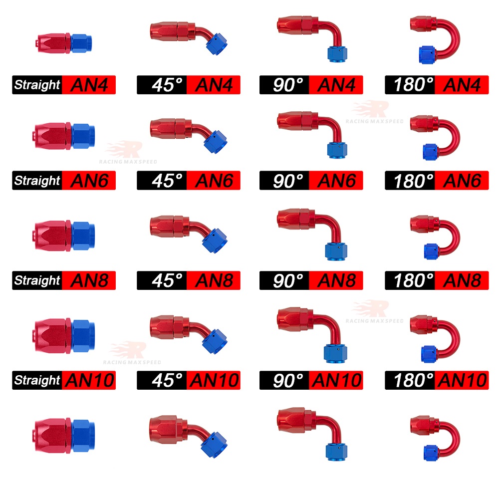 Универсальный AN4 AN6 AN8 AN10 прямые 45 90 120 180 градусов мазута шарнирного соединения Шланг Концевой фитинг Масляный шланг Конец адаптер Комплект черный и красный