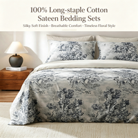 Ensemble de housse de couette en coton 100% moderne à motif végétal 300tc, taille king, draps de lit