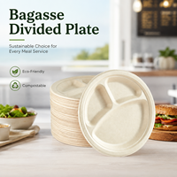 Bandeja de Almuerzo Ecológica de Caña de Azúcar con Bisagras - Contenedor Desechable Compostable para Comida para Llevar, Bandeja de Alimentos de Bagazo