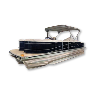 <span class=keywords><strong>Gospel</strong></span> 760 Sport Yacht Barco de pontón de aluminio negro con motor fuera de borda 25 pies de longitud - Product Image 1