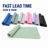 Matras Yoga TPE Custom Print 183x61cm 6mm Persegi Panjang Dua Sisi Embossed untuk Latihan Studio, Supplier Grosir