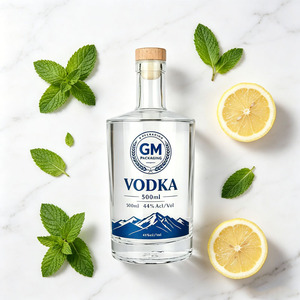 Bouteilles en verre pour spiritueux, vodka, whisky, <span class=keywords><strong>rhum</strong></span>, gin, liqueurs, 750 ml, bouteille de gin 500 ml, bouteille de vodka avec bouchon en liège naturel, boîte personnalisée - Product Image 4