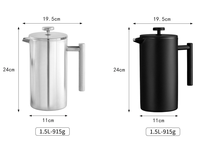 Grande presse à café isotherme portable de 1,5 l cafetière à double paroi en acier inoxydable de qualité supérieure Presse française pour accessoires de camping