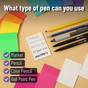 Lot de 7 blocs de notes autocollantes grand format en PET imperméable, 350 feuilles, surface lisse pour une écriture claire, 7 couleurs variées pour l'organisation et la prise de notes - Product Image 4