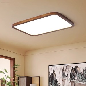 Lámpara de Techo Moderna Retro Color Nogal con Cubierta Acrílica, Luz LED Ultrafina con Control Remoto para Dormitorio y Sala de Estar - Product Image 2