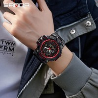 Montre de sport de luxe pour homme SANDA 3169, résistante à l'eau 5BAR, affichage numérique à quartz, alarme lumineuse, chronomètre, chronographe, plongée