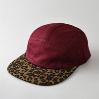 Algodón 5 paneles Color bloqueo leopardo ala plana camionero sombrero moda calle estilo Hip Hop Snapback gorra de béisbol para hombres mujeres
