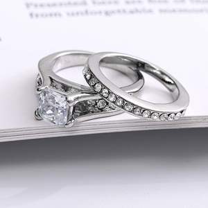 Wholesale 18K Gold Plated Luxury Wedding <b>Couple</b> <b>Ring</b> Engagement <b>Rings</b> Set Custom Tarnish Free Jewelry - Product Image 2