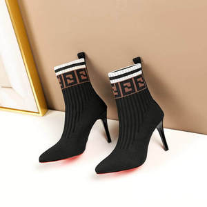 European Designer Black Color Knitting <strong>Bootie</strong> <strong>Shoes</strong> Featuring High Heels &amp; Comfortable Women Sock <strong>Shoes</strong> - Product Image 3