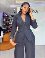 Ensemble blazer décontracté pour femme, style bureau, à boutonnage simple, en Spandex/Polyester, pour printemps/automne, manches longues, col cranté