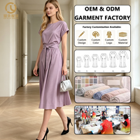Fabricant de vêtements, étiquette personnalisée OEM/ODM, robes pour femmes élégantes décontractées à manches courtes de haute qualité, robes mi-longues pour femmes 2026