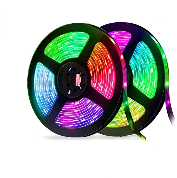 Tira de luces LED Flexible SMD 5050, colores RGB, juego de luces que cambian de color, mando a distancia IR DC12V 5/ 10m IP67, resistente al agua