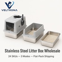 Bac à litière pour chat entièrement fermé en acier inoxydable, entrée par le haut, détachable, grande taille, anti-éclaboussures, désodorisant, toilettes pour animaux de compagnie, vente en gros