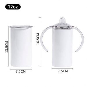 Vaso Térmico Infantil de Acero Inoxidable de Doble Pared y 12 oz, Recto, Blanco, con Tapa Doble, para Sublimación DIY - Product Image 5