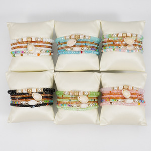 Fashion Beaded <b>Bracelets</b> Set 7Pcs Per Card With <b>Shell</b> Pendant Women's Jewelry Made In China - Product Image 2