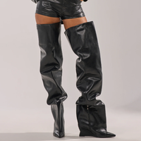 Bottes à talon compensé pour femmes, design d'usine, pour mollets larges, chaussures de luxe tendance pour l'hiver et les soirées