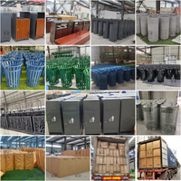 Contenedor de Basura Doble de Aluminio Reciclado, Cubo de Basura de Madera, Contenedor de Basura de Plástico y Madera, Contenedor de Basura Grande para Clasificación de Residuos