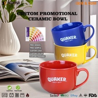 Ensemble de tasses à soupe en céramique personnalisées de 12 oz et 24 oz, grandes tasses rondes en bisque avec poignée, pour cadeaux promotionnels
