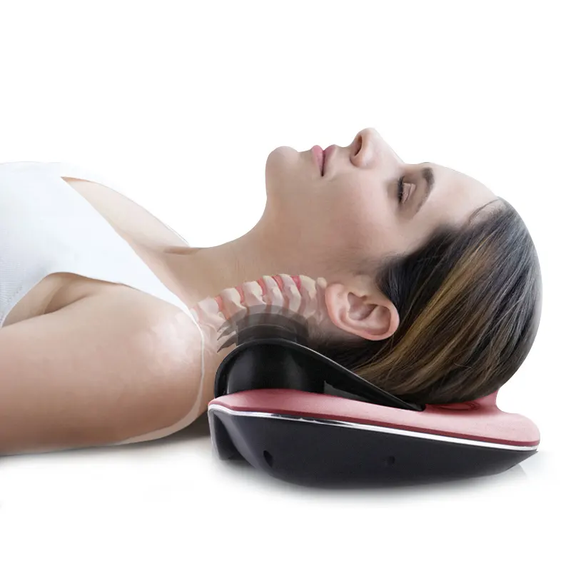 Massageador elétrico inteligente para alívio da dor no pescoço, maca de pescoço, travesseiro de tração aquecido para massagem cervical com aquecimento e EMS