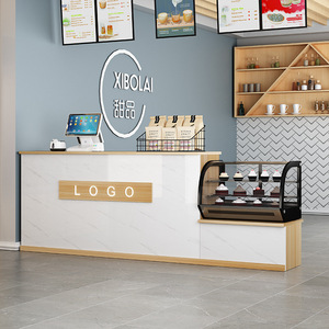 Bàn thanh gỗ hiện đại cho quầy lễ tân văn phòng khách sạn có thể tùy chỉnh bởi các nhà sản xuất-cho các cửa hàng bánh và cửa hàng trà - Product Image 4