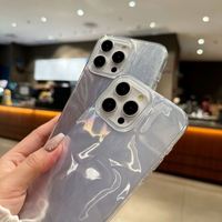 Coque de téléphone de luxe pour iPhone 18 17 16 15 14 13 12 Pro Max Plus XS XR 7 8, motif laser ondulé, plume argentée, en silicone, protection arrière