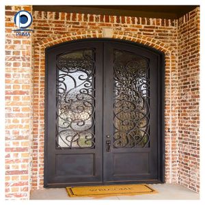Puerta de Entrada Doble de Hierro Forjado para Villa o Apartamento, Personalizada, con Vidrio - Product Image 3