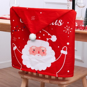 Funda para Silla de Comedor de Hotel para Banquete de Boda Navideña con Diseño de Papá Noel y Muñeco de Nieve, Material de Tela - Product Image 4