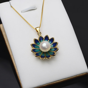 Pendentif en argent S925, lotus, pour femmes, bricolage, perle, plateau vide 9-12, accessoires de bijoux, design simple, coiffe avec chaînes, lot 866 - Product Image 3