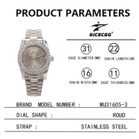Montre à quartz pour femme de luxe en chiffres romains de 31 mm, grise, avec design vintage, cadran en verre, bracelet en acier inoxydable