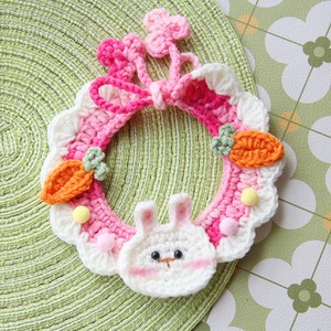 Collier pour chat tricoté à la main, collier décoratif en laine, joli bavoir tricoté pour chien, bavoir anti-bave, lapin - Product Image 2