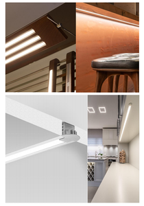 Tira de luz de techo para barra de cocina, carcasa en forma de U, canal, cubierta difusora, perfil Led de extrusión de aluminio empotrado - Product Image 5