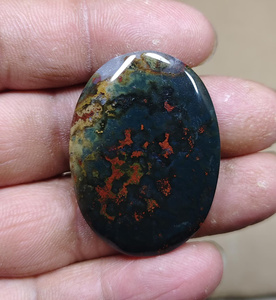 Premium Quality Blood <b>Stone</b> Loose Gemstone Oval Cabochon Dark Blue <b>Fire</b> Pattern Jewelry Making - Product Image 2
