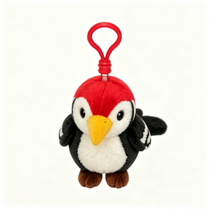 Porte-clés personnalisé en peluche de hibou, mini breloque en peluche d'oiseau, pendentif en peluche de hibou à crête rouge, petit sac en peluche d'oiseau - Product Image 1