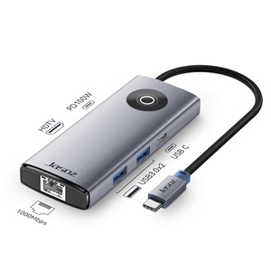 Concentrador <span class=keywords><strong>USB</strong></span> <span class=keywords><strong>C</strong></span> 6 en 1 con HDMI 4K/30Hz con puerto RJ45 Gigabit Ethernet, adaptador multipuerto PD100W tipo <span class=keywords><strong>C</strong></span> de 3,0 5Gbps, - Product Image 1