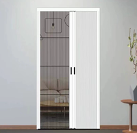 Porte coulissante pliante moderne en alliage d'aluminium alvéolé, sans rail, invisible, pour hôtel, salle de bain, cuisine, chambre, balcon