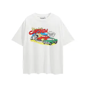 メーカー卸売メンズ夏新しいストリートプリント文字塗装車カスタムコットンTシャツ特大