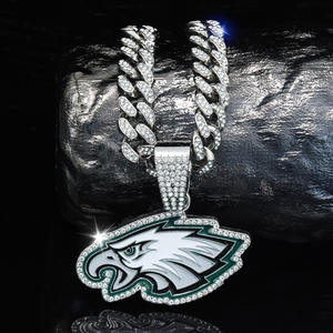 Collar de Cadena de Aleación Unisex con Colgante de los Philadelphia Eagles de 2.3 Pulgadas, Plateado, Chapado en Oro, <span class=keywords><strong>Serie</strong></span> Deportiva de Fútbol Americano, Gran Venta - Product Image 3