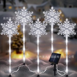 Lumières solaires en forme de flocon de neige, 5 pièces, LED blanches, décoration de jardin extérieure pour Noël, étanches IP65, contrôle par minuterie - Product Image 1