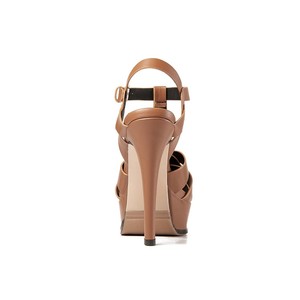 2026 New Premium Metallic Bronze <b>Platform</b> Heeled <b>Sandals</b> Strappy T-Strap Buckle Party Evening Shoes - Product Image 3