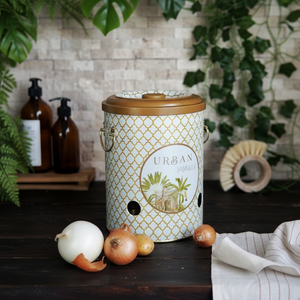 Tropical Jungle 5L Poubelle de stockage d'aliments en métal Ø 175x225mm pour pommes de terre et oignons un paradis luxuriant de la nature et de la faune" - Product Image 3