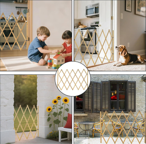Barrière pour animaux de compagnie en maille temporaire multifonctionnelle et écologique pour l'intérieur et l'extérieur, clôtures pliables en bois pour chiens avec forme personnalisée - Product Image 4