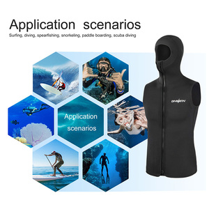 Haut de <span class=keywords><strong>combinaison</strong></span> de surf DIVESTAR en néoprène 3 mm avec logo personnalisé, camouflage, sans manches, fermeture éclair avant - Product Image 6