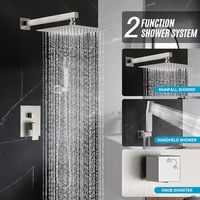 Ensemble de robinetterie de douche, avec pommeau de douche mural carré de 10 pouces et ensemble de poignées, système de douche monocommande