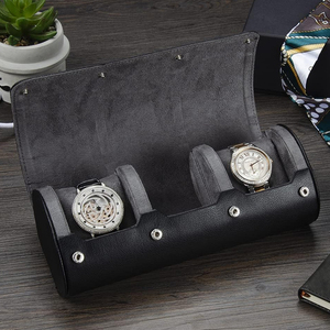 Nhà máy da xem trường hợp cuộn điên ngựa da bò trường hợp du lịch cổ điển với 3 khe bảo vệ Retro hộp đồng hồ - Product Image 6